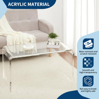 Table basse Garvee en acrylique transparent en forme de U, 81 x 40 x 42 cm, idéale pour salon ou terrasse.