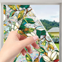 Film adhésif statique Garvee pour fenêtres, motif végétal, gravure 3D, protection solaire, électrostatique, réutilisable, 45 x 100 cm, salon et cuisine