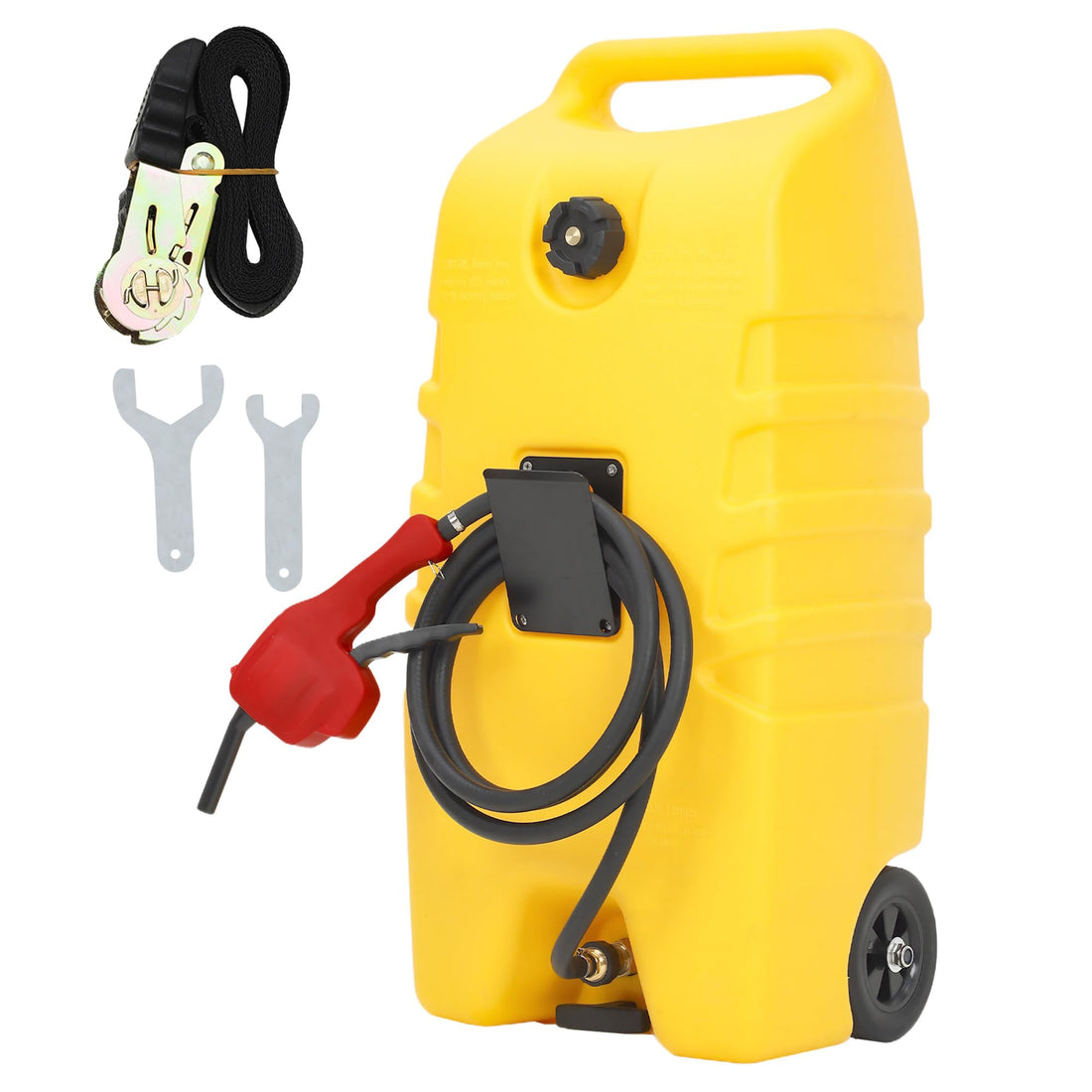 Réservoir de carburant Garvee de 14 gallons avec pompe à siphon manuelle et tuyau en polyéthylène de 10 pieds avec roues pour voiture, VTT, bateau, tondeuse à gazon