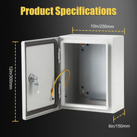 Boîtier en acier Garvee Nema 12 x 10 x 6 pouces, étanche à l'eau et à la poussière IP66, en acier laminé à froid, plaque de montage extérieure/intérieure