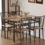 Garvee Ensemble de table à manger rectangle 4 places avec chaises confortables bois rustique pour appartement compact stable 110 cmx70 cmx76 cm noir - Brun rustique