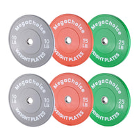 Disques de musculation Garvee Color Bumper Disks, ensemble de 45 kg (100 lb), en caoutchouc avec barrettes en acier inoxydable de 5 cm (2 po), compatibles avec la salle de sport à domicile et l'entraînement. Code couleur : 44,5 cm (17,5 po).