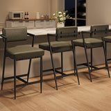 Garvee tabourets de bar lot de 6 avec accoudoirs, dossier, coussin épais, pieds métalliques renforcés, hauteur comptoir, vert rétro pour cuisine et îlot