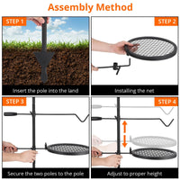 Garvee Gril de camping rotatif 360°, hauteur réglable, pliable, maille en acier robuste, portable avec sac de transport pour camping et barbecue