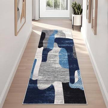 Tapis de salon Garvee moderne à motifs abstraits, poils courts, antidérapant, lavable, doux et léger, pour chambre et bureau, 60 x 230 cm