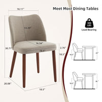 Chaises de salle à manger Garvee, lot de 2, revêtement en tissu et pieds en bois, pour restaurant/café, hauteur 78 cm, style moderne mi-siècle, gris