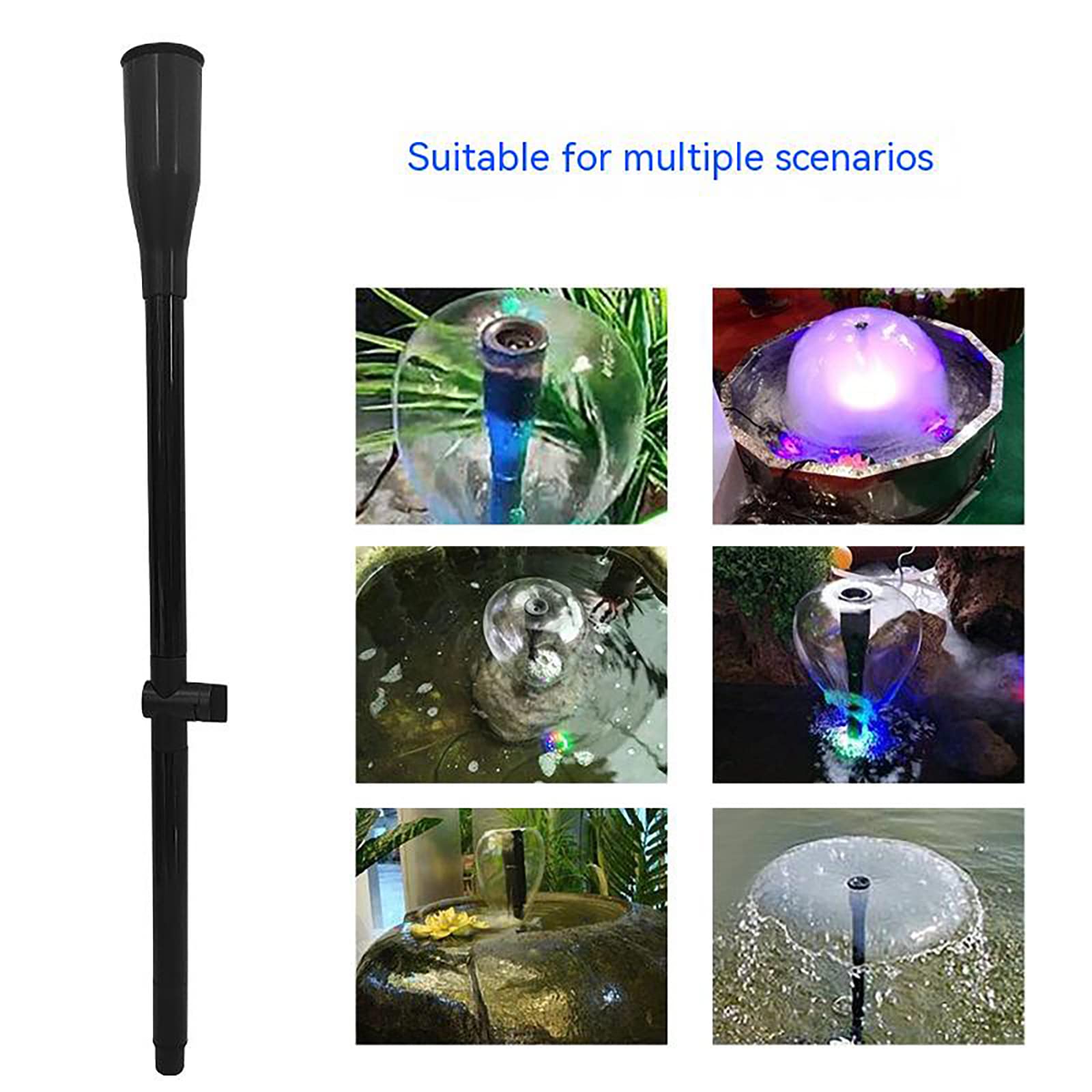 Ensemble de 9 buses Garvee pour pompe de fontaine, réglables en hauteur, têtes d'arrosage cascade pour pompes submersibles, jardin, aquarium, bassin, noir