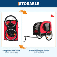 Remorque vélo pliable Garvee pour grands chiens jusqu'à 40 kg, pneus pneumatiques 16 pouces, tissu Oxford imperméable, idéale pour les aventures en plein air, noire