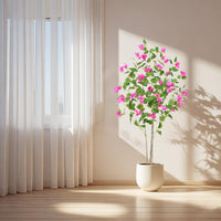 Bougainvillier artificiel Garvee de 1,5 m avec feuilles en soie et tronc en bois naturel, vert, idéal pour la décoration de bureau et de maison.