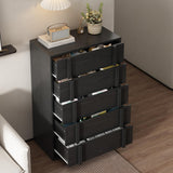 Garvee Commode en bois MDF avec 3/4/5 tiroirs poignées verticales pour chambre salon couloir 40cm profondeur 5 couleurs, noir - Noir