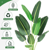 Garvee Oiseau de Paradis Artificiel 150 cm, Feuilles Réalistes et Flexibles, Tiges Métalliques, Pot Lesté Anti-Basculement, Vert
