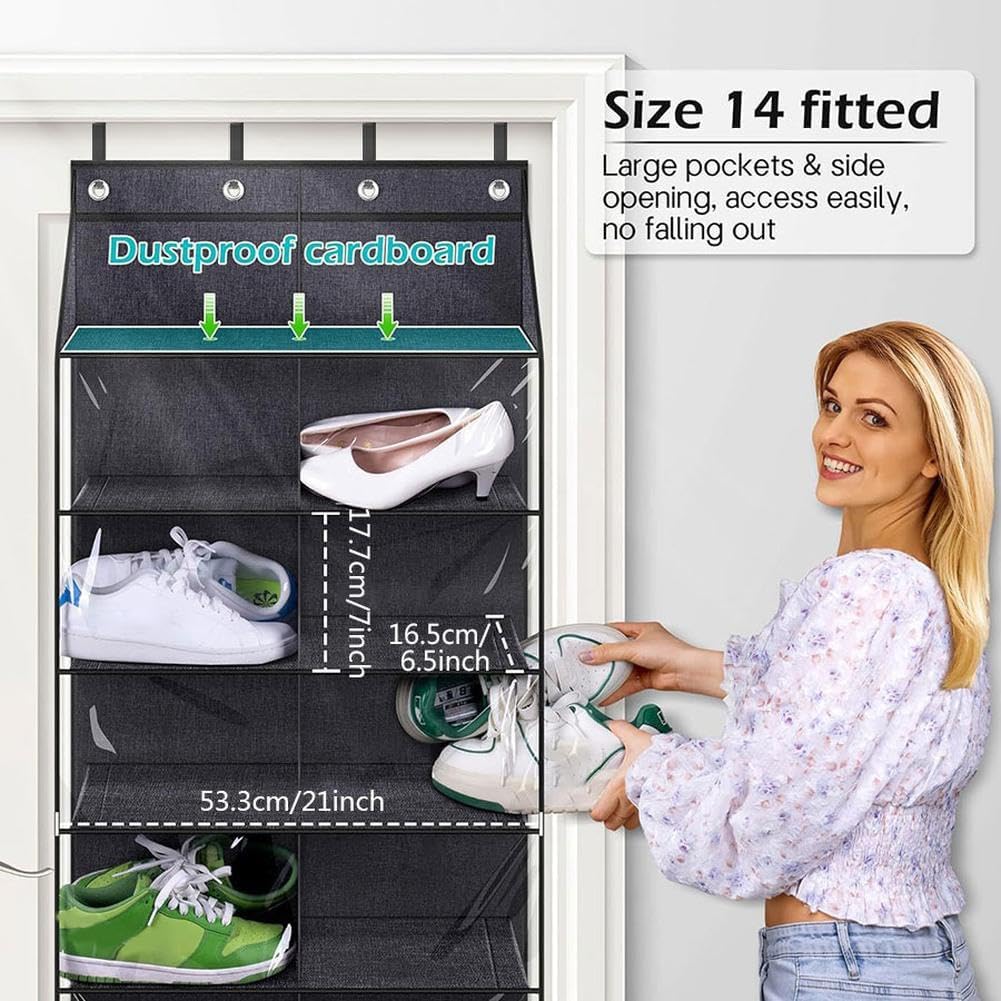 Garvee Étagère à chaussures de porte, 10 niveaux et 20 poches, tissu Oxford, crochets métalliques robustes, gain de place pour placards étroits, 162, 5 cm (H) x 51 cm (L) x 18 cm (P)