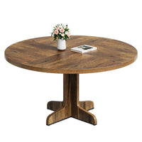 Garvee Table à manger ronde en bois 119 cm pour 4 à 6 personnes, structure robuste, pieds réglables, finition noire élégante, cuisine et salon
