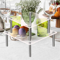 Garvee Taartstandaard Acryl 30 cm avec pieds en métal, carré transparent pour mariage, anniversaire, baby shower