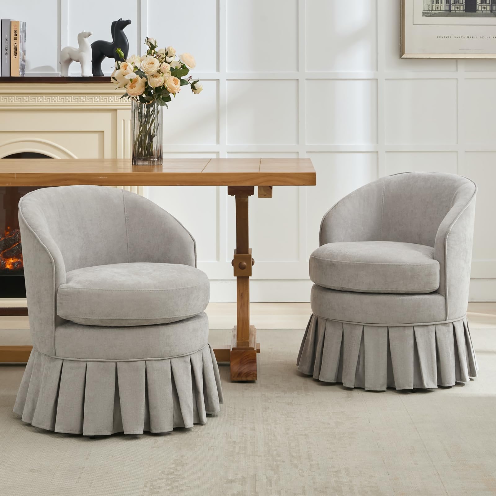 Garvee Fauteuil Moderne Mid-Century Pastel, Bois Naturel, Coussin Ergonomique, Compact et Confortable, pour Salon, Chambre et Coin Détente