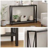 Garvee Console étroite 2 niveaux pour canapé, bois noir, compacte et robuste, 109 x 25 x 76 cm, idéale couloir, entrée et salon.