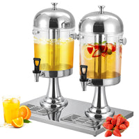 Garvee Distributeur de Boissons 16,7 L en Acier Inoxydable, avec Bac à Glaçons, Bac d’Égouttement et Support, Argenté, pour Fêtes et Mariages