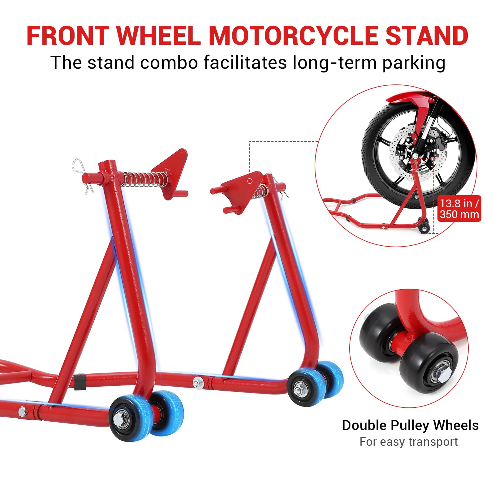 Support de levage pour moto Garvee, capacité de charge 385 kg, réglable, en fer antirouille, universel, pour atelier ou garage, noir.