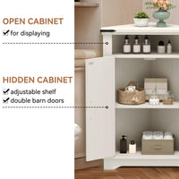 Meuble de salle de bain d'angle Garvee avec portes coulissantes de style grange, étagères réglables, bois MDF, blanc, pour petits espaces, robuste et polyvalent
