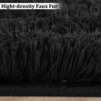 Tapis rond moelleux Garvee 100 cm (3'3,3") en velours noir doux et shaggy, antidérapant, idéal pour la chambre d'enfant, le salon ou la chambre à coucher.