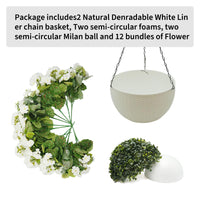 Ensemble de géraniums artificiels Garvee, résistant aux intempéries, 2 paniers, blanc, pour la décoration du jardin et de la terrasse