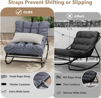 Fauteuil à bascule d'extérieur Garvee, structure en métal, réglable, imperméable, confortable, capacité de 204 kg, gris foncé, pour terrasse, jardin, salon