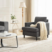 Fauteuil d'appoint moderne Garvee en tissu lin avec pieds robustes en bois, idéal pour le salon et le bureau. Confortablement rembourré et respirant.