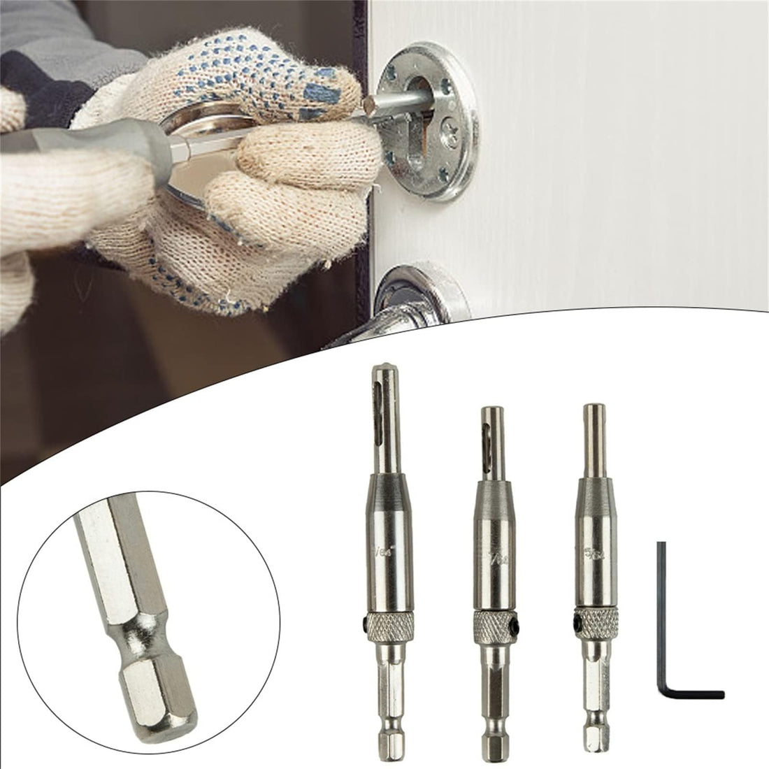 Coffret de 7+1 forets à charnière auto-centreurs Garvee, assortiment de forets HSS pour bois, métal, aluminium, cuivre, acier inoxydable, queue hexagonale de 6,35 mm (1/4")
