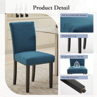 Ensemble de 2 chaises de salle à manger Garvee, revêtues de tissu ergonomique en lin bleu foncé, pour salon et salle à manger.