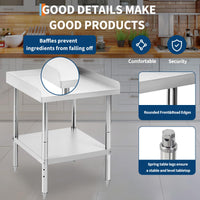 Table de grillade Garvee en acier inoxydable, hauteur réglable, 30 x 60 x 75 cm, capacité de charge de 180 kg, certifiée NSF, pour usage commercial et domestique, construction robuste, argent