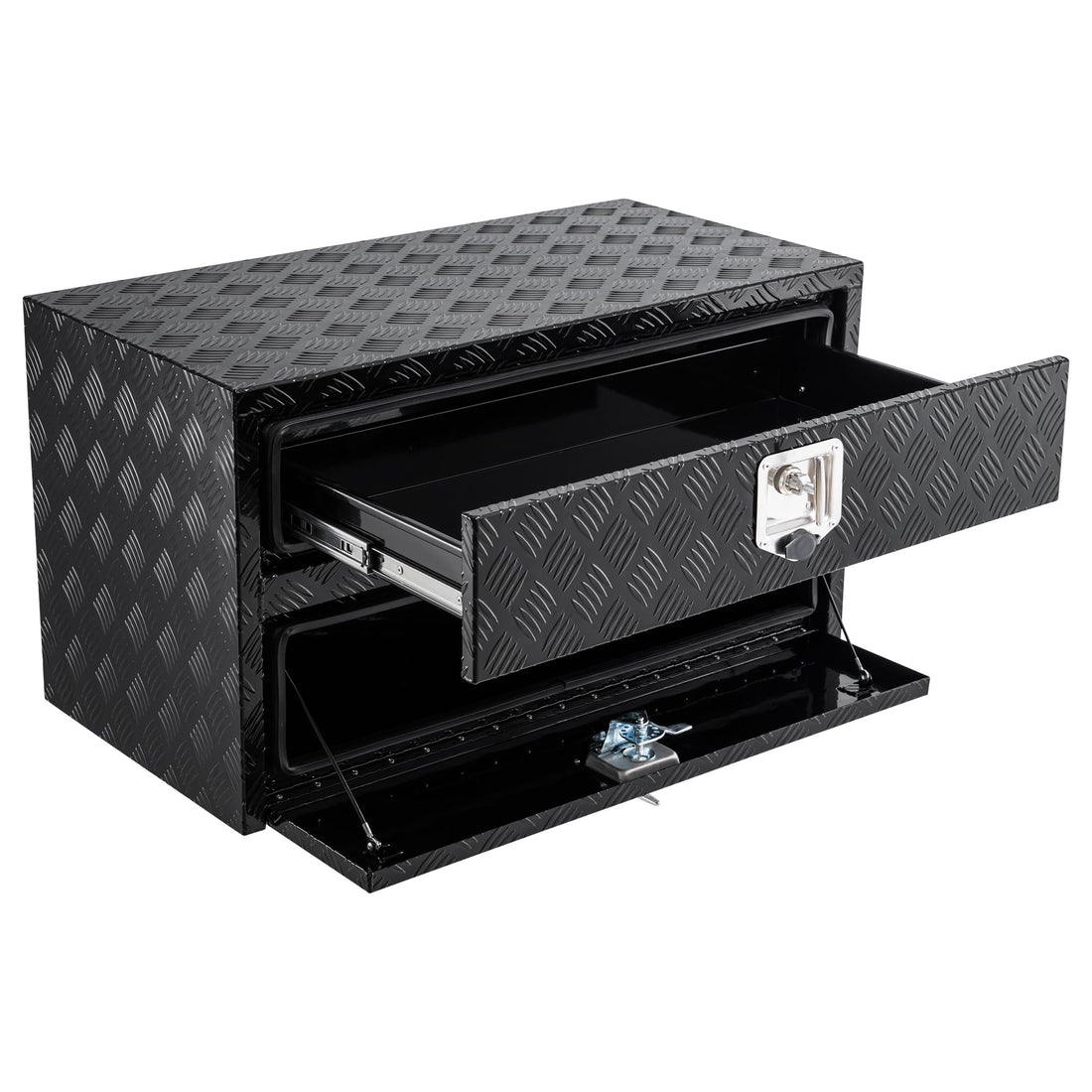 Coffre à outils Garvee 36 pouces en aluminium avec tiroir, organisateur à deux niveaux, verrouillable, étanche, pour camionnette, VR, remorque, argent