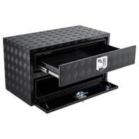 Coffre à outils Garvee 36 pouces en aluminium avec tiroir, organisateur à deux niveaux, verrouillable, étanche, pour camionnette, VR, remorque, argent