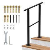 Rambardes métalliques Garvee pour escaliers extérieurs, réglables en hauteur, en fer robuste, offrant une prise en main sûre pour les escaliers en béton et les escaliers de porche. - Noir