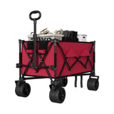 Garvee Chariot de Plage Pliable Tout-Terrain avec Frein, Cadre en Acier, Capacité de Charge de 159 kg, Poignées Télescopiques,Rouge