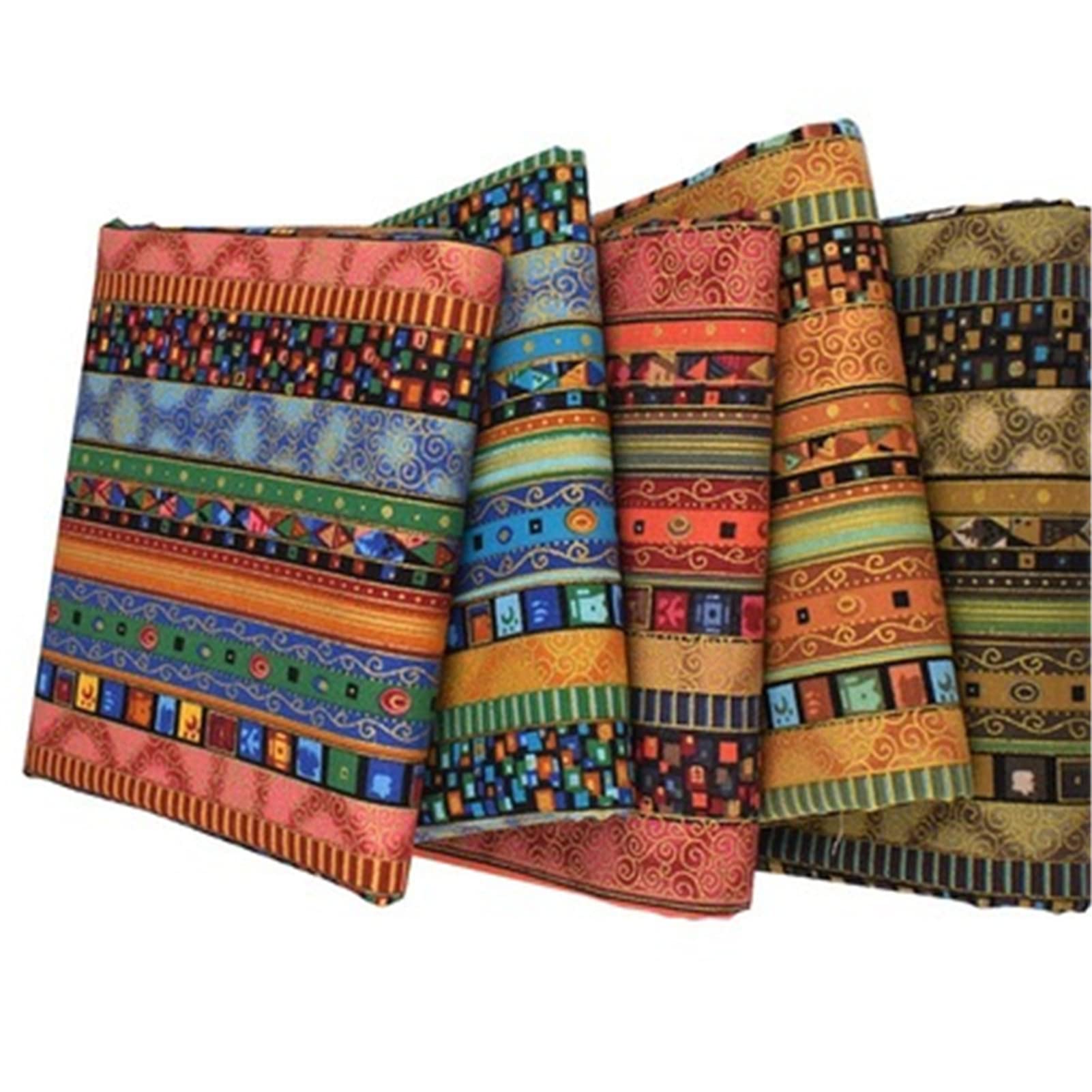 Garvee Lot de 5 coupons de tissu en coton à imprimé ethnique, 25 x 20 cm, multicolore, pour patchwork et projets de couture DIY