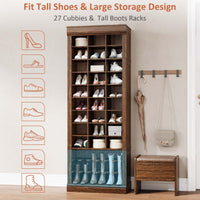 Meuble à chaussures Garvee à 10 niveaux et 30 compartiments, avec un espace haut pour les bottes, en MDF, anti-basculement, idéal pour l'entrée et le salon, blanc.