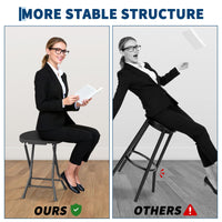 Tabouret pliant Garvee avec poignée, portable, capacité de charge de 272 kg, pieds antidérapants, structure en acier pour le camping et la cuisine, léger et pliable, noir