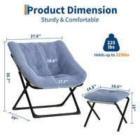 Fauteuil confortable Garvee XL en fausse fourrure avec structure en métal et base antidérapante pour salon et chambre, bleu, XL