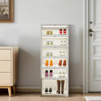 Étagère à chaussures pliable Garvee à 6 niveaux avec housse, robuste, anti-poussière, en PP+PS, pour entrée et salon, 6 ou 9 niveaux, transparente