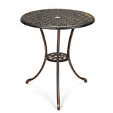 Table bistro Garvee 24" en aluminium avec trou pour parasol, antirouille, bronze vieilli, idéale pour le jardin et le balcon, robuste et légère.