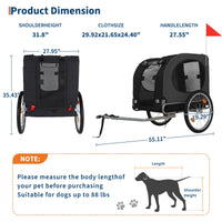 Sac de transport pour chien Garvee pour vélo, capacité de 40 kg, avec pneus pneumatiques de 48 cm, pour chiens moyens à grands, idéal pour les aventures en plein air, pliable, en Oxford 600D, noir