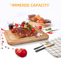 Planche à découper Garvee Pyramid Tip en bambou carbonisé double face pour la cuisine et le barbecue, stable et polyvalente