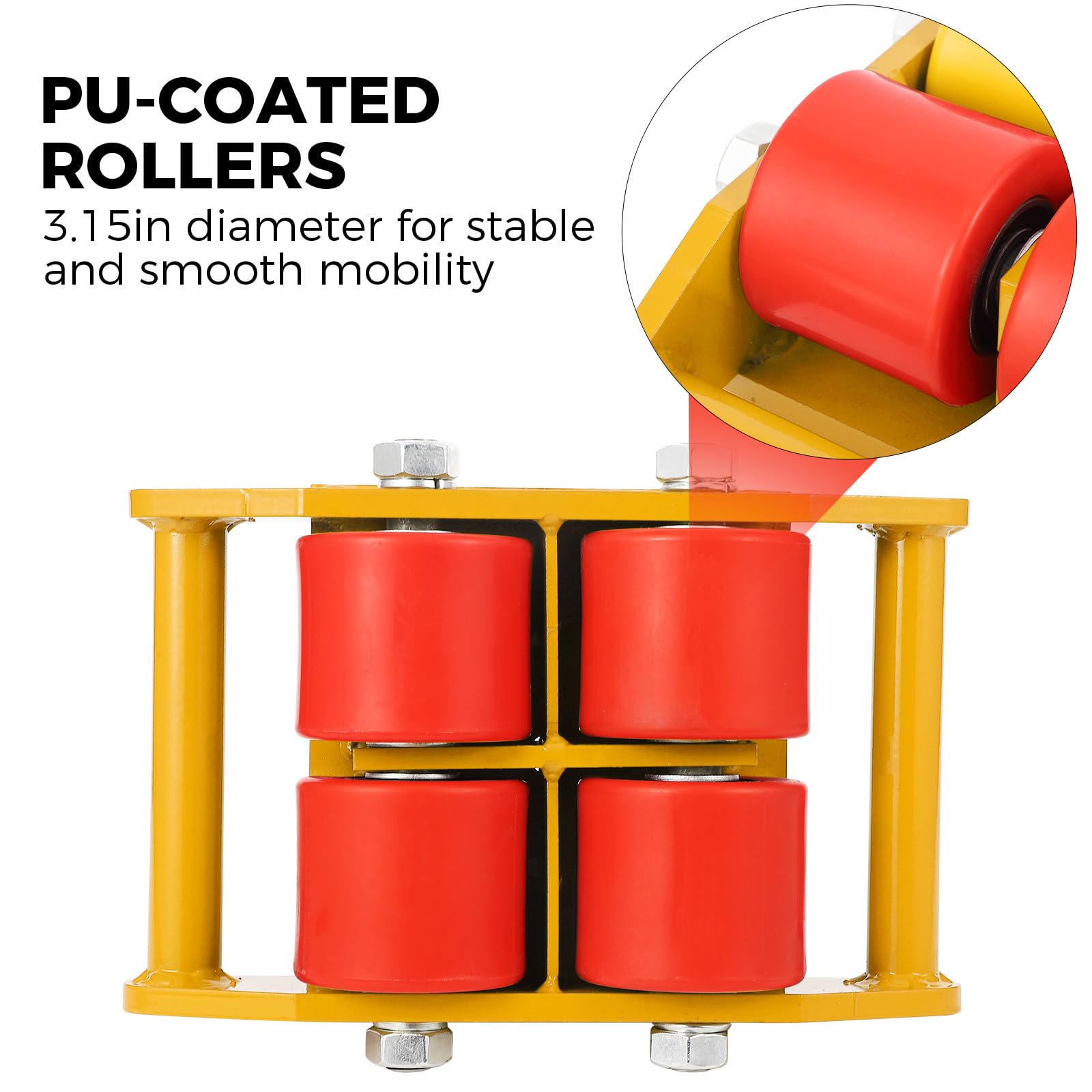 Roulettes industrielles Garvee, capacité de charge de 6 tonnes, pivotantes à 360°, en acier au carbone, antidérapantes, 4 roues en polyuréthane pour ateliers et entrepôts, robustes, flexibles et sûres.