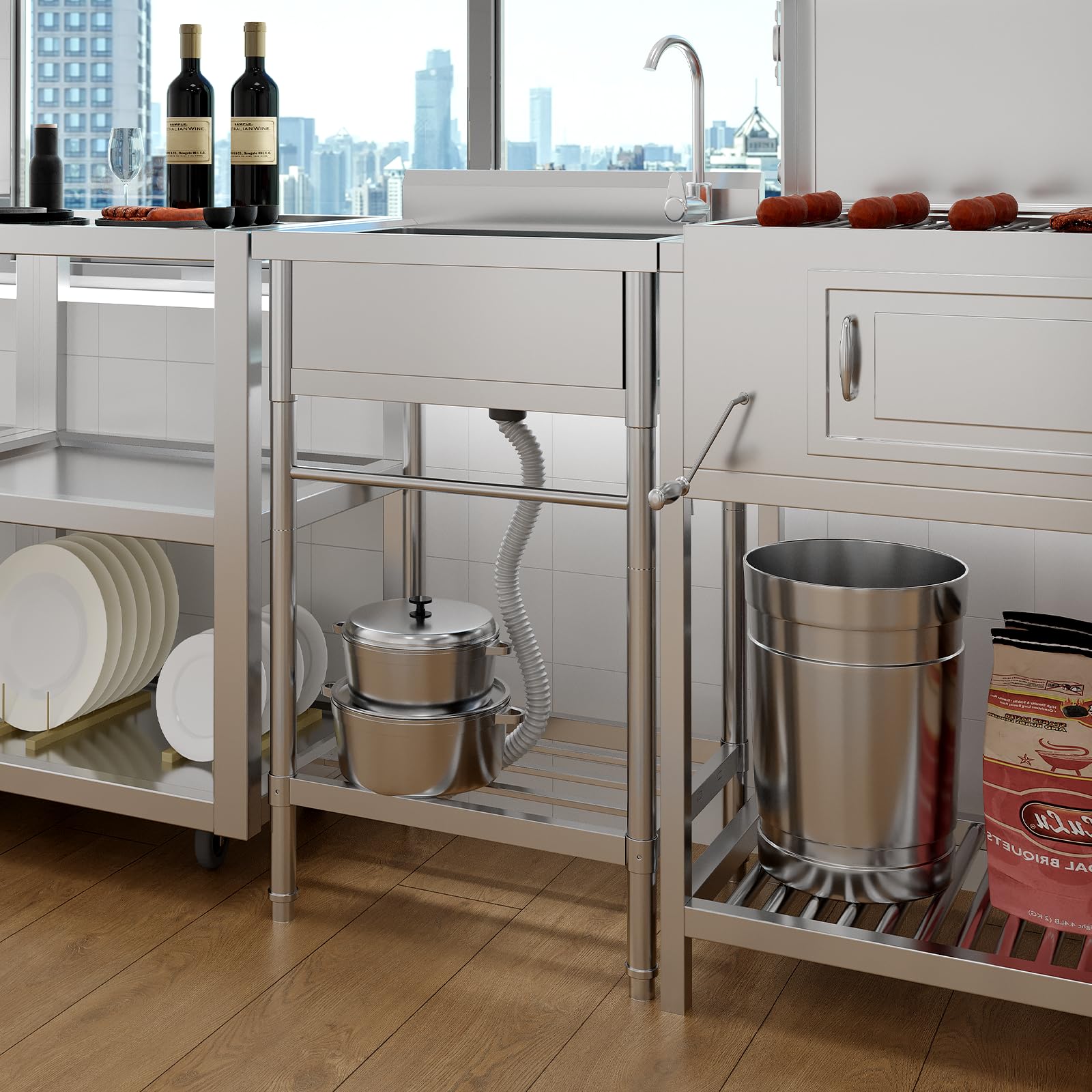 Plonge inox GARVEE installée dans une cuisine professionnelle