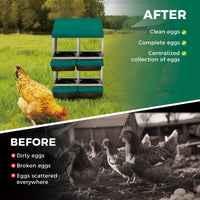 Garvee Nichoir pour Poules 4 Compartiments à 2 Niveaux, Métal Galvanisé au Zinc avec Poignée en Plastique et Plateau Amovible, Vert