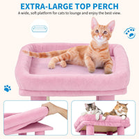 Garvee Arbre à Chat 155 cm Multi-Niveaux pour Grands Chats, Tour Stable avec Grande Plateforme, Rose