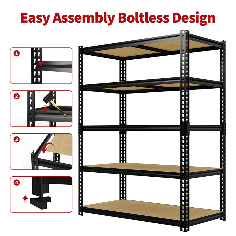 Rack de rangement métallique à quatre niveaux pour garage et sous-sol