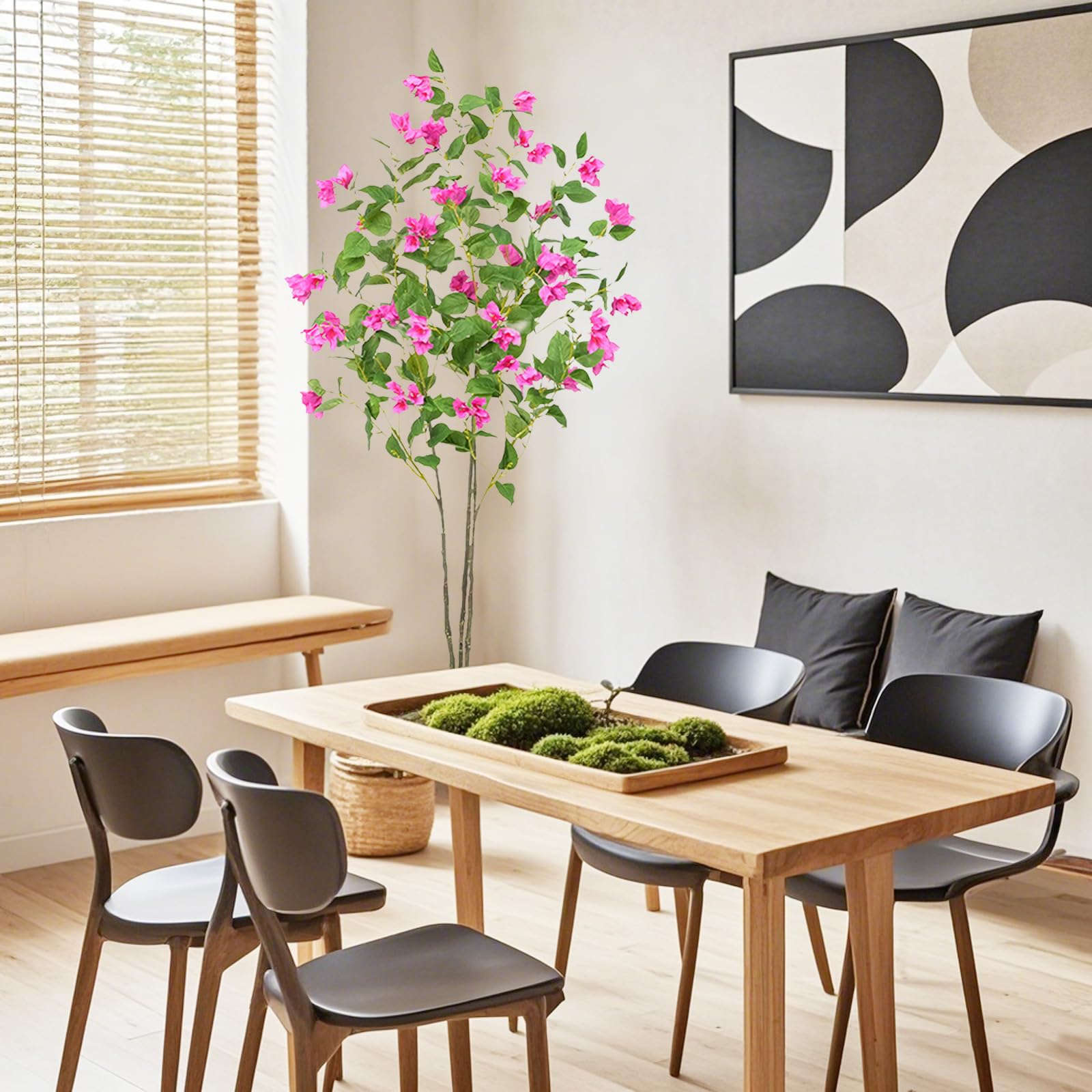 Bougainvillier artificiel Garvee de 1,80 m, en soie réaliste, pot stable, vert, pour studio photo et décoration