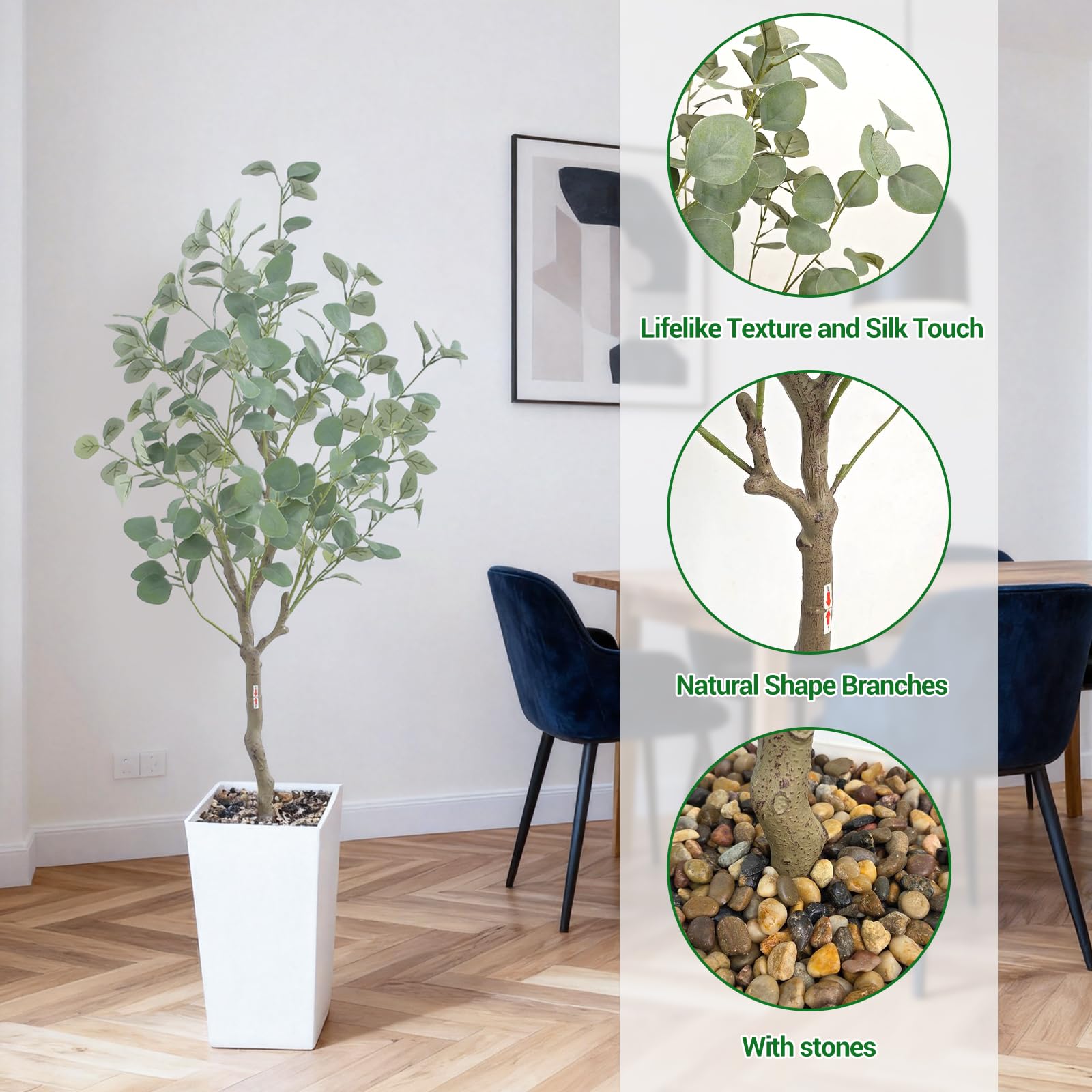 Arbre artificiel Garvee de 1,5 m (5 pi) d'intérieur, réaliste, sans entretien, décoratif et polyvalent pour la maison et le bureau (vert).