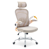 Garvee Chaise de bureau ergonomique avec accoudoirs rabattables, soutien lombaire, structure en métal, pour le bureau et le gaming, hauteur réglable - Blanc
